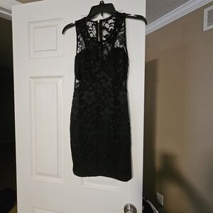 Black lace mini dress